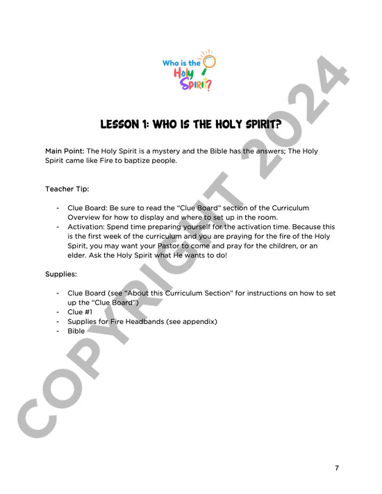 Who is the Holy Spirit? Curriculum (PDF)